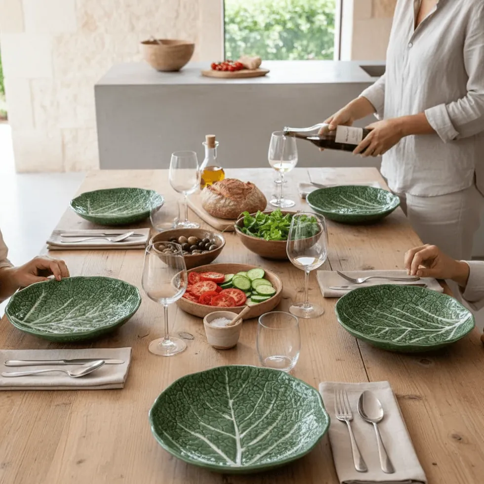 Assiette creuse en céramique en forme de chou 20 cm - Verte