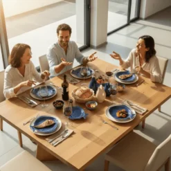 Assiette creuse en forme de Poisson 25cm - Bleue