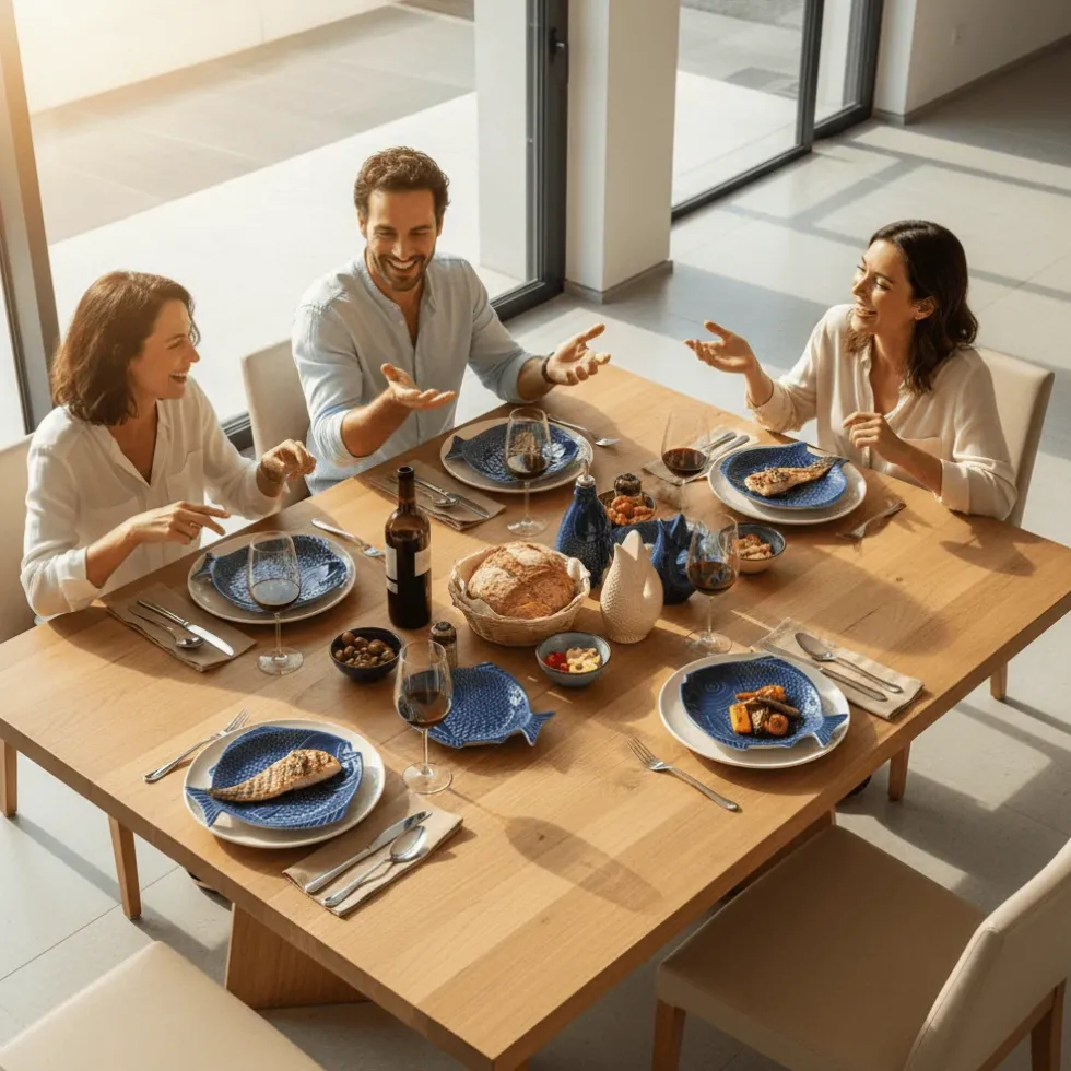 Assiette creuse en forme de Poisson 25cm - Bleue
