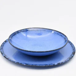 Assiette creuse en grès "Amazonia" Bleue