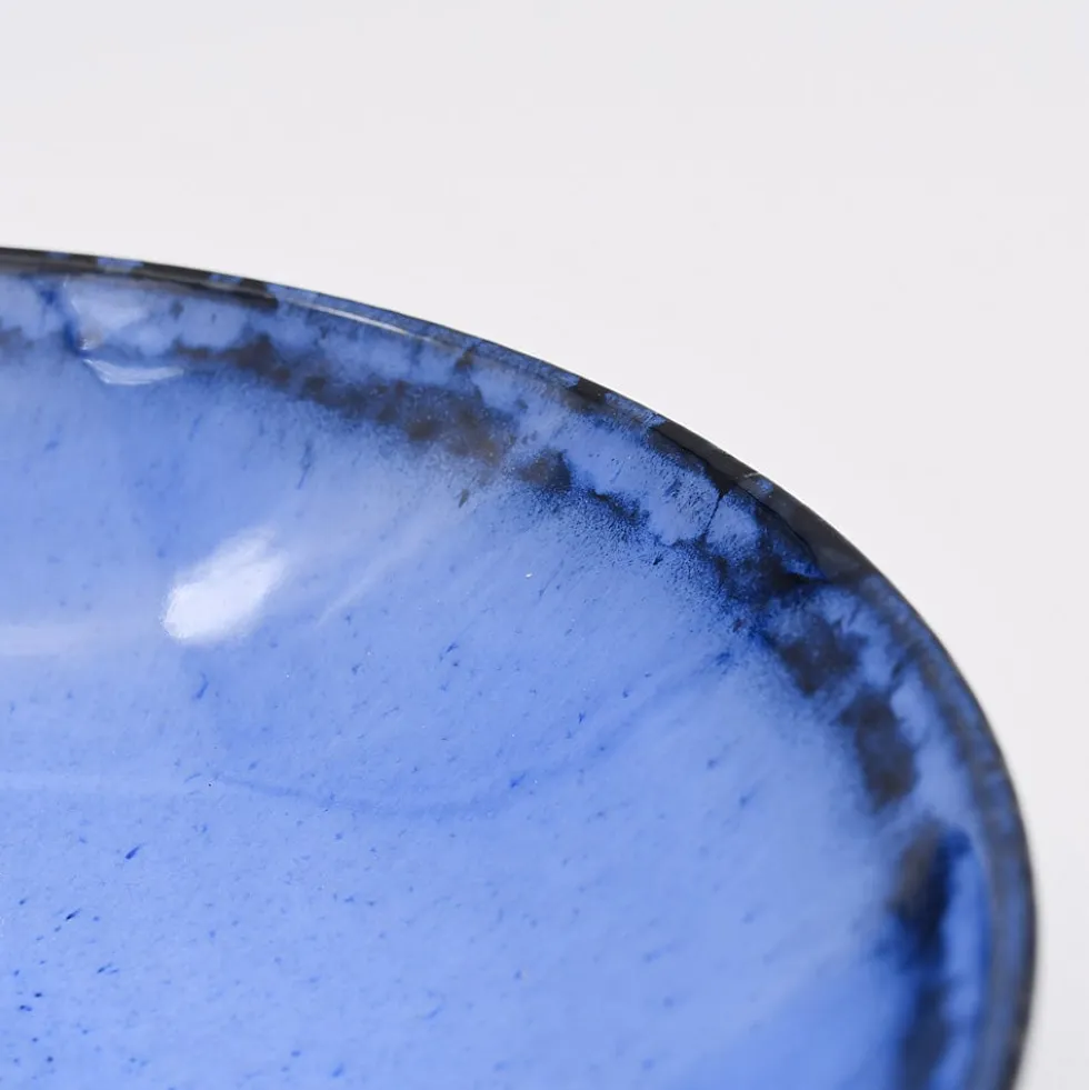 Assiette creuse en grès "Amazonia" Bleue