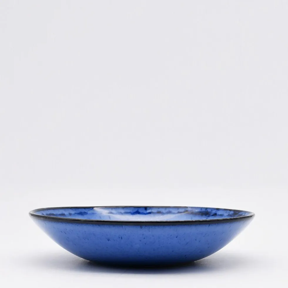 Assiette creuse en grès "Amazonia" Bleue