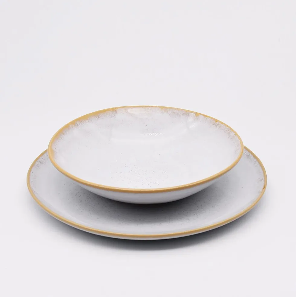 Assiette creuse en grès "Amazonia" Blanche