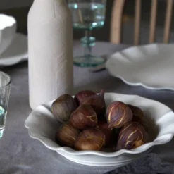 Assiette creuse en grès fin "Rosa" - Blanc