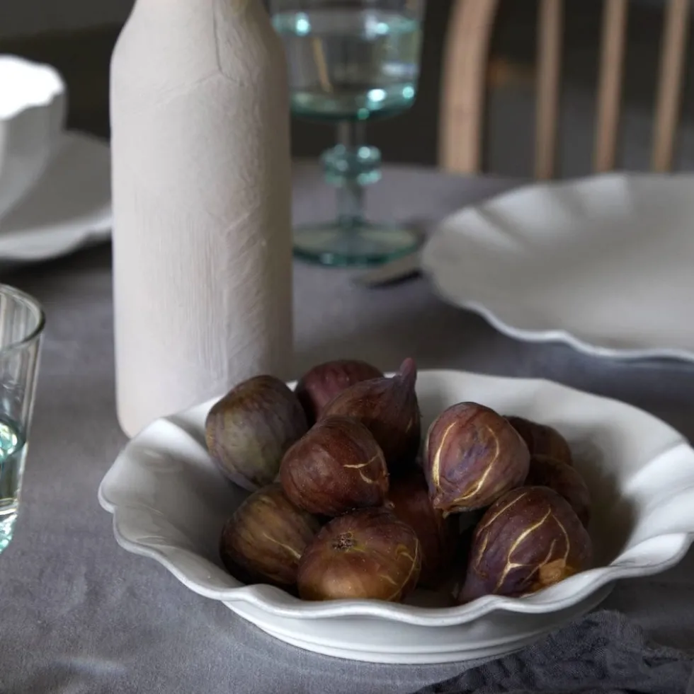 Assiette creuse en grès fin "Rosa" - Blanc