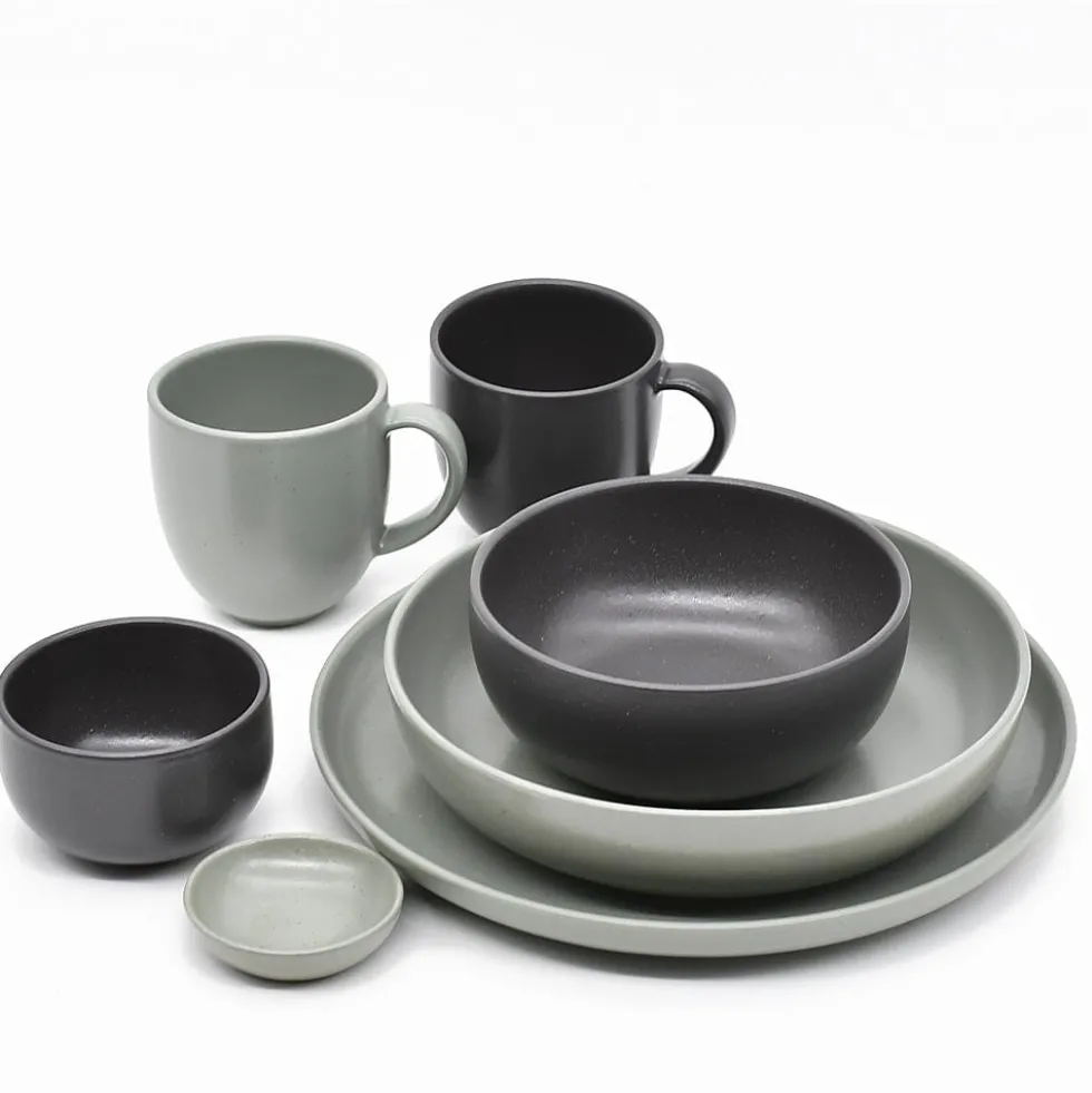 Assiette creuse en grès “Pacifica" - Anthracite