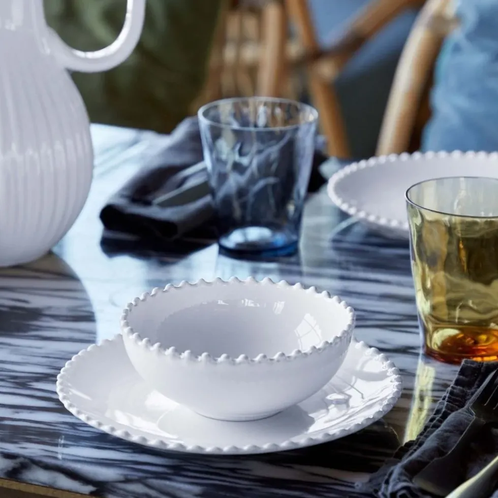 Assiette creuse en grès "Pearl" - 24cm