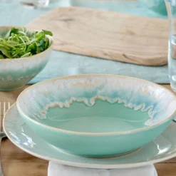 Assiette creuse en grès "Taormina" 21cm - Verte