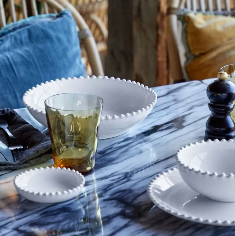 Assiette creuse haute en grès "Pearl" - 24cm
