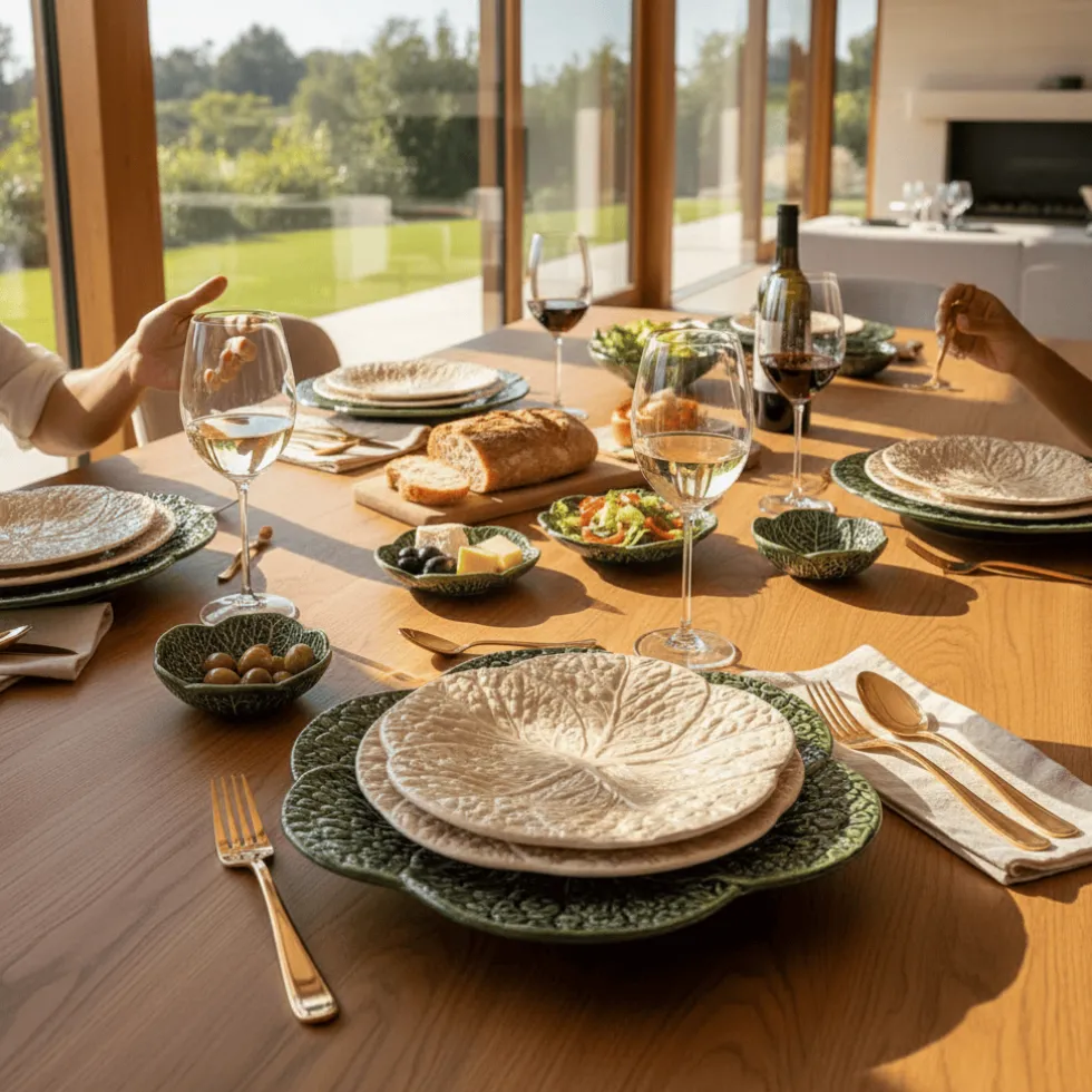 Assiette en céramique en forme de chou 22cm - Blanc cassé