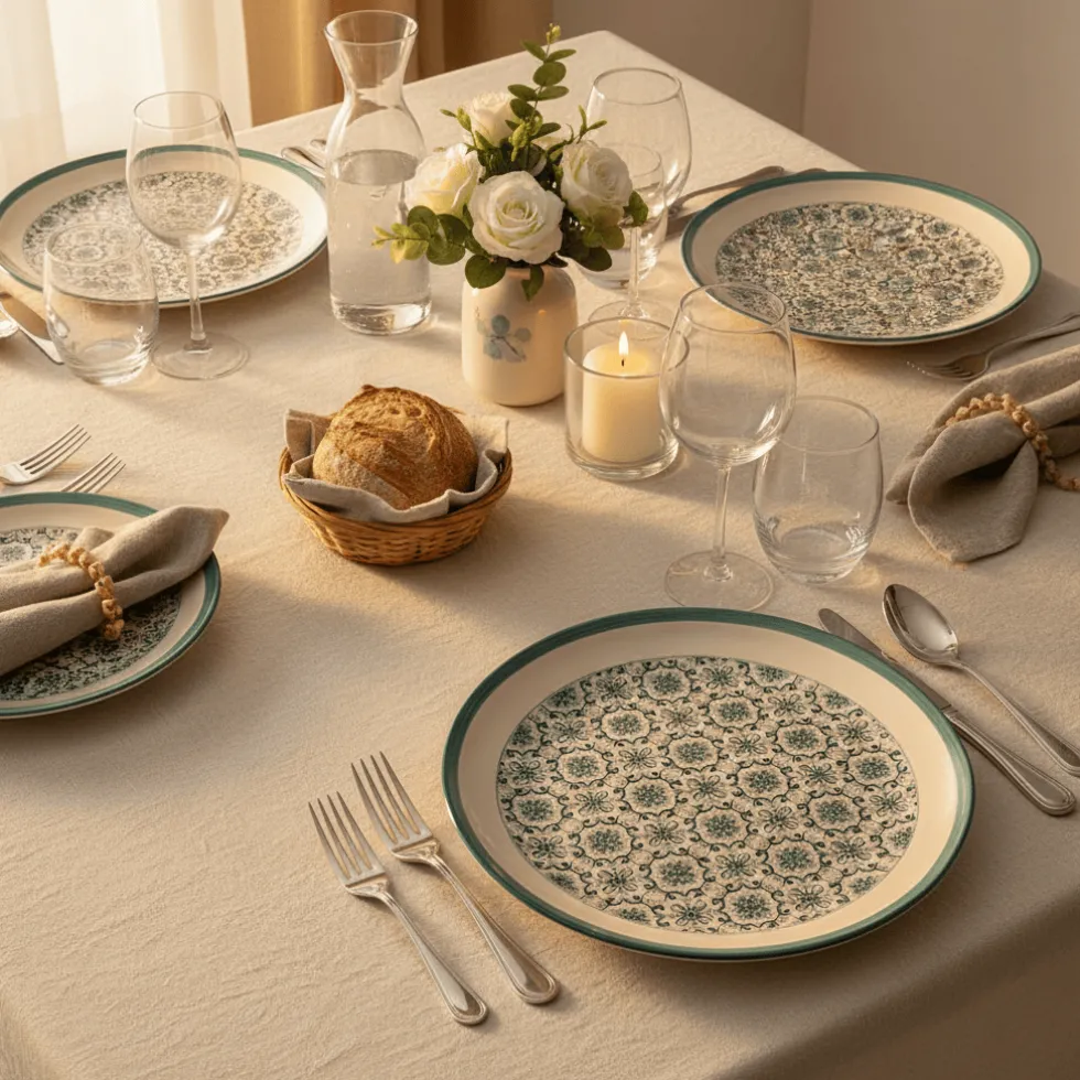 Assiette en céramique "Padrão" 27cm - Verte
