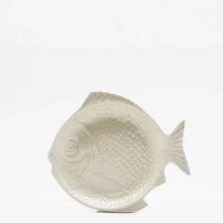 Assiette en forme de Poisson 20 cm - Blanc cassé