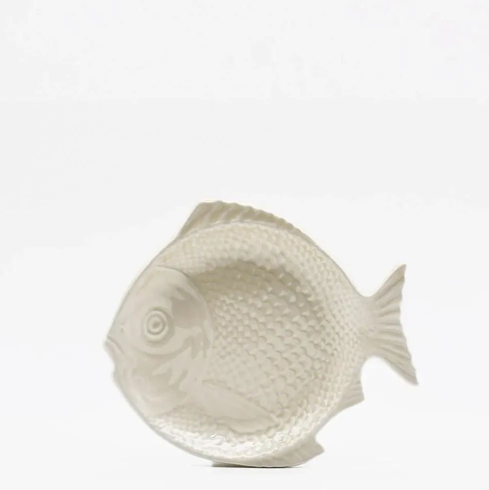 Assiette en forme de Poisson 20 cm - Blanc cassé