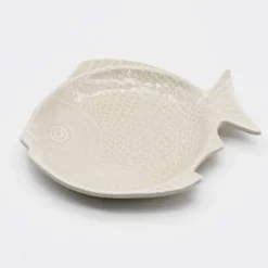 Assiette en forme de Poisson 20 cm - Blanc cassé