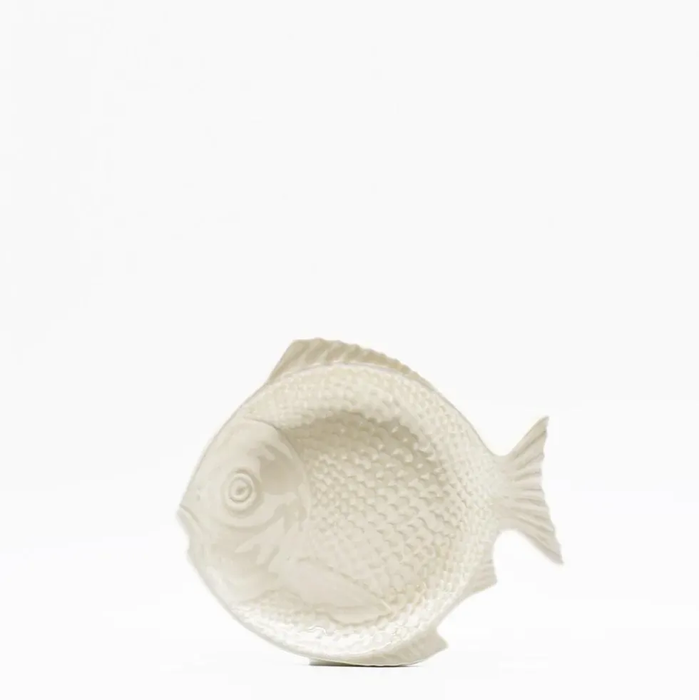 Assiette en forme de Poisson 16 cm - Blanc cassé