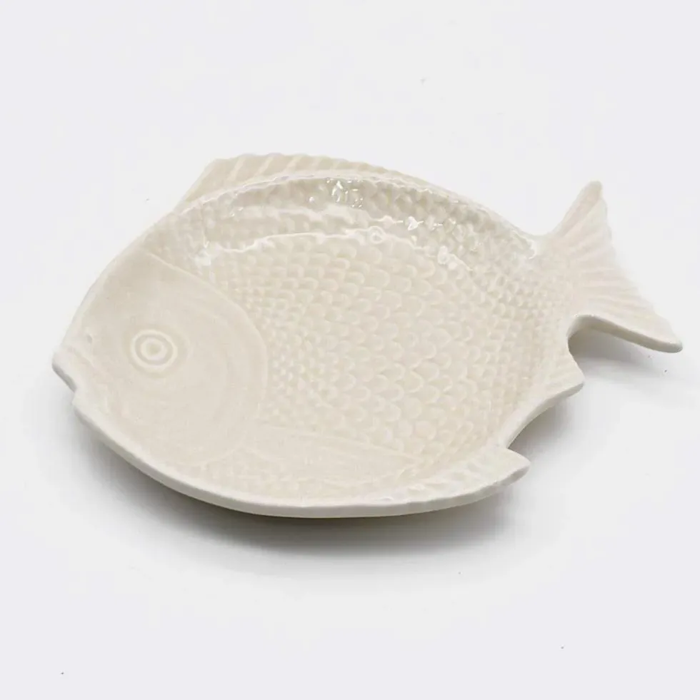 Assiette en forme de Poisson 16 cm - Blanc cassé