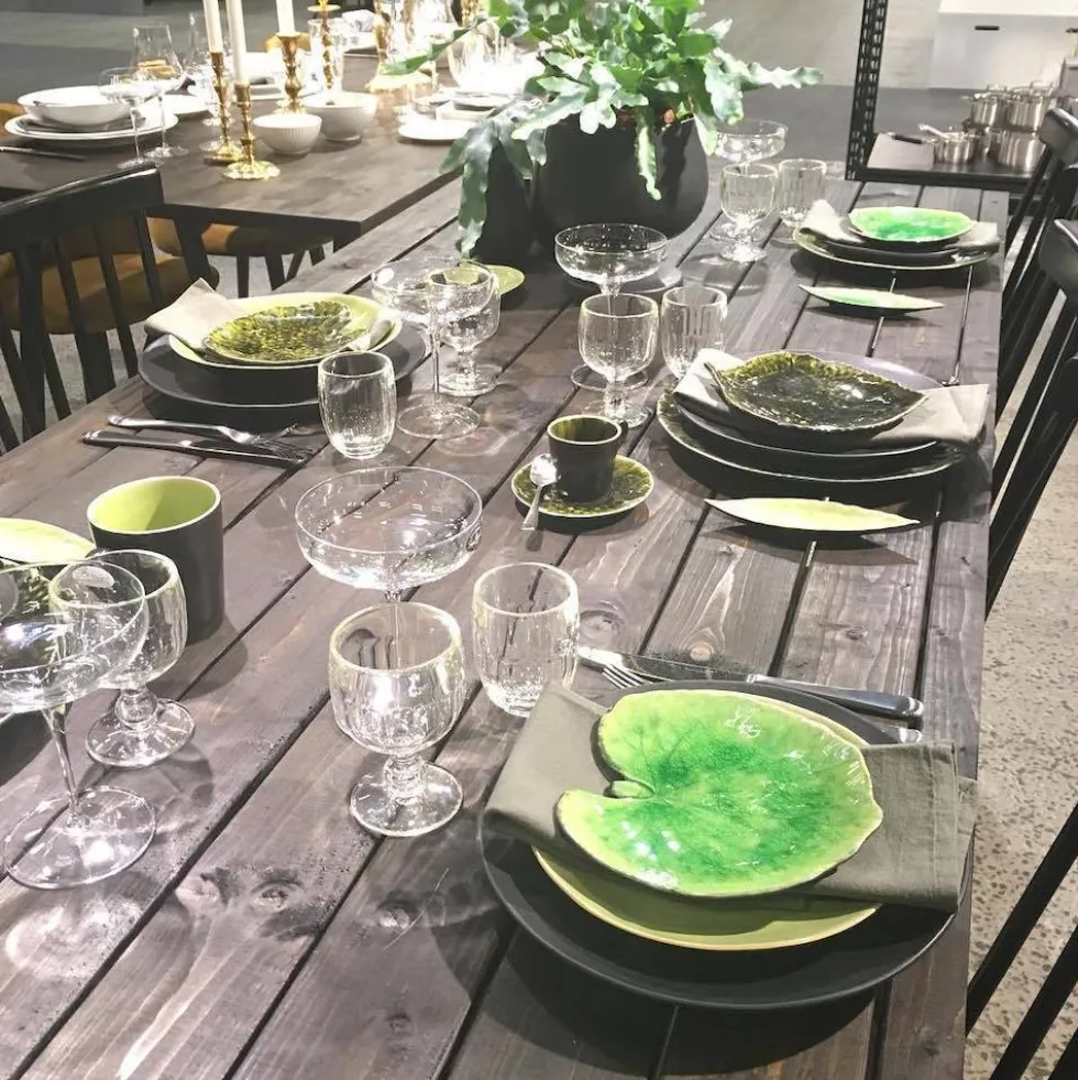 Assiette en grés "Alchemille" - Vert d'eau