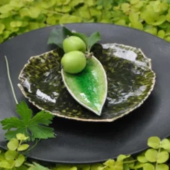Assiette en grés "Alchemille" - Vert sombre