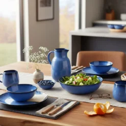 Assiette en grès "Amazonia" Bleue - 21cm