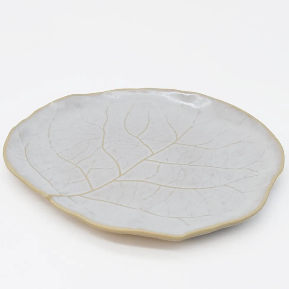 Assiette en grès en forme de chou 23cm - Blanc