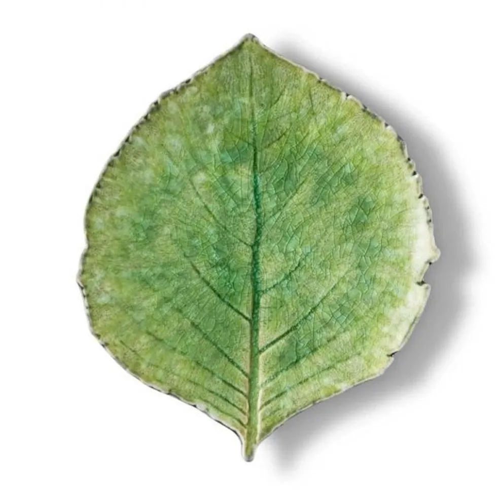 Assiette en grés "Hortensia" - Vert d'eau