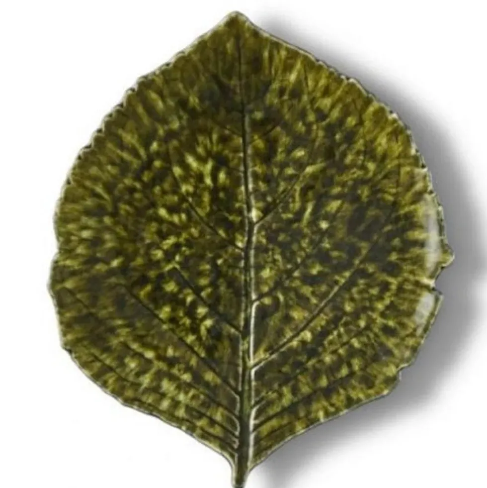 Assiette en grés "Hortensia" - Vert sombre