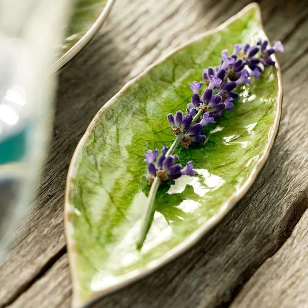 Assiette en grés "Laurier" - Vert d'eau