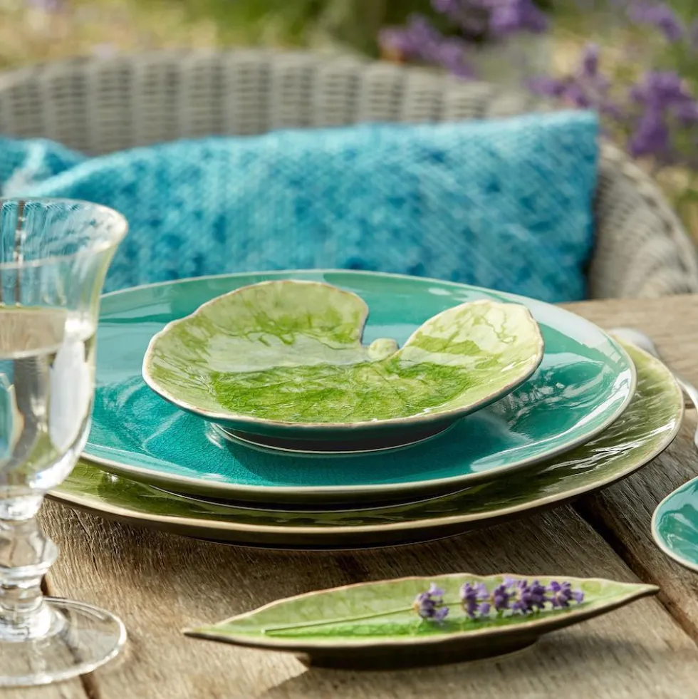 Assiette en grés "Laurier" - Vert d'eau