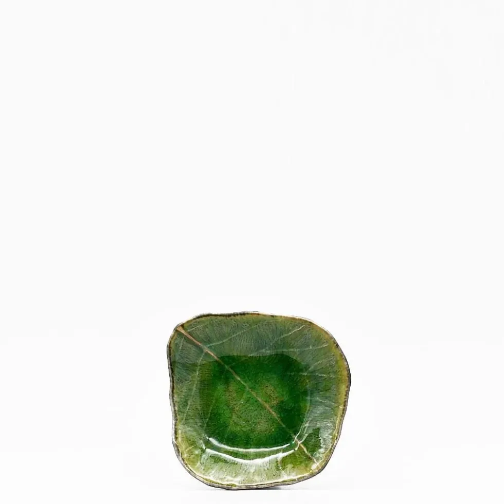 Assiette en grès "Vigne" - Vert d'eau