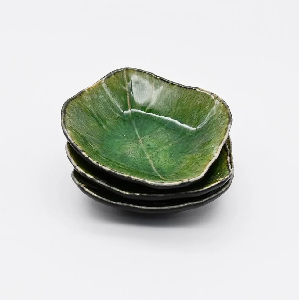 Assiette en grès "Vigne" - Vert d'eau