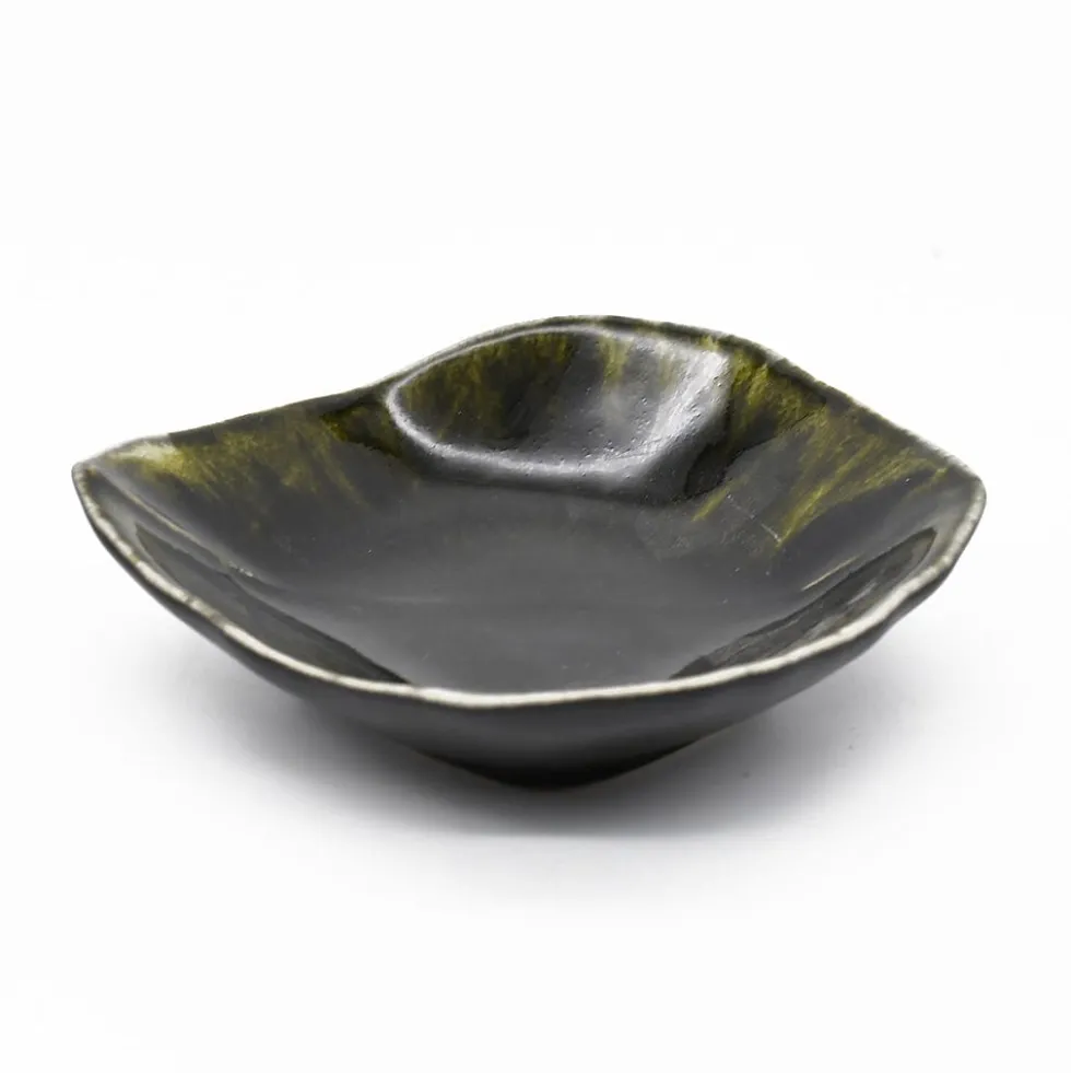 Assiette en grès "Vigne" - Vert sombre