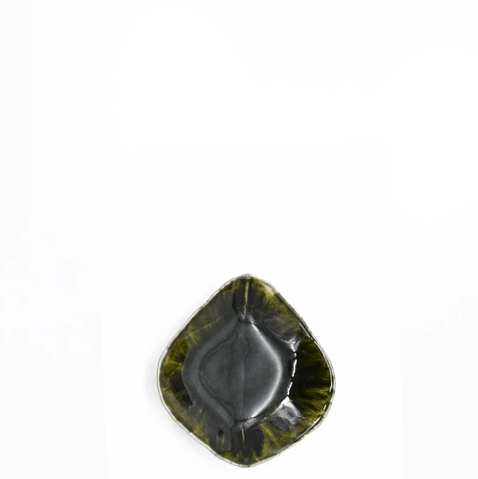 Assiette en grès "Vigne" - Vert sombre