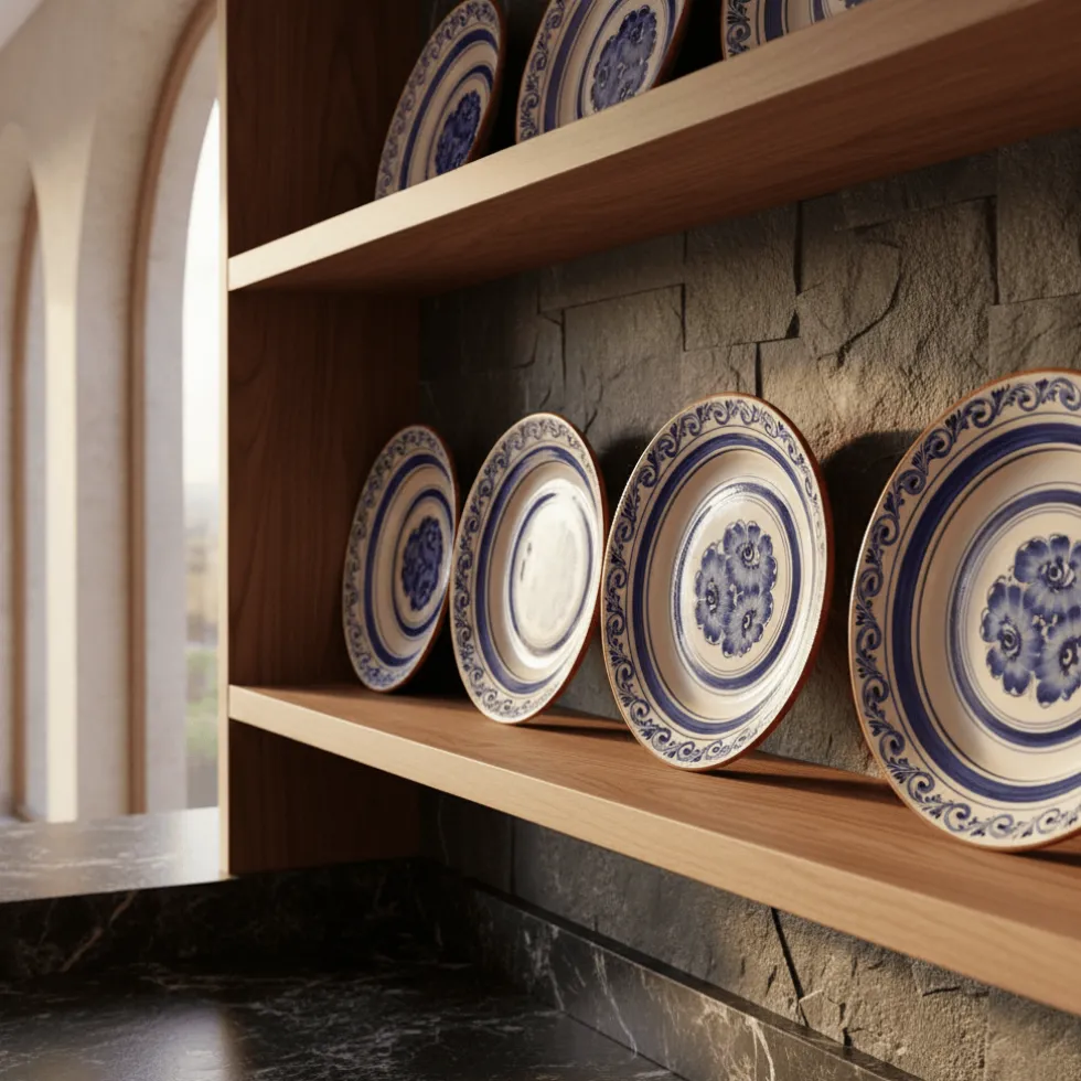 Assiette en terre cuite 28cm - Bleue
