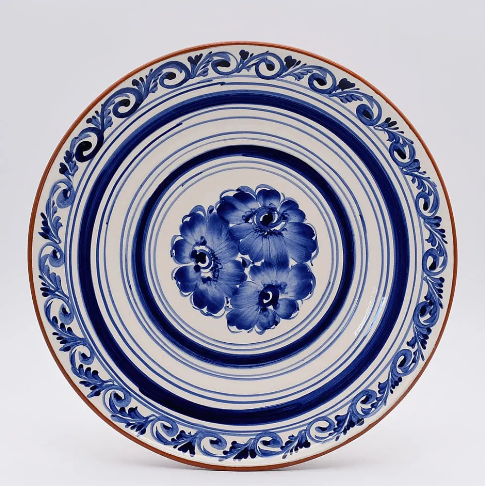 Assiette en terre cuite 28cm - Bleue