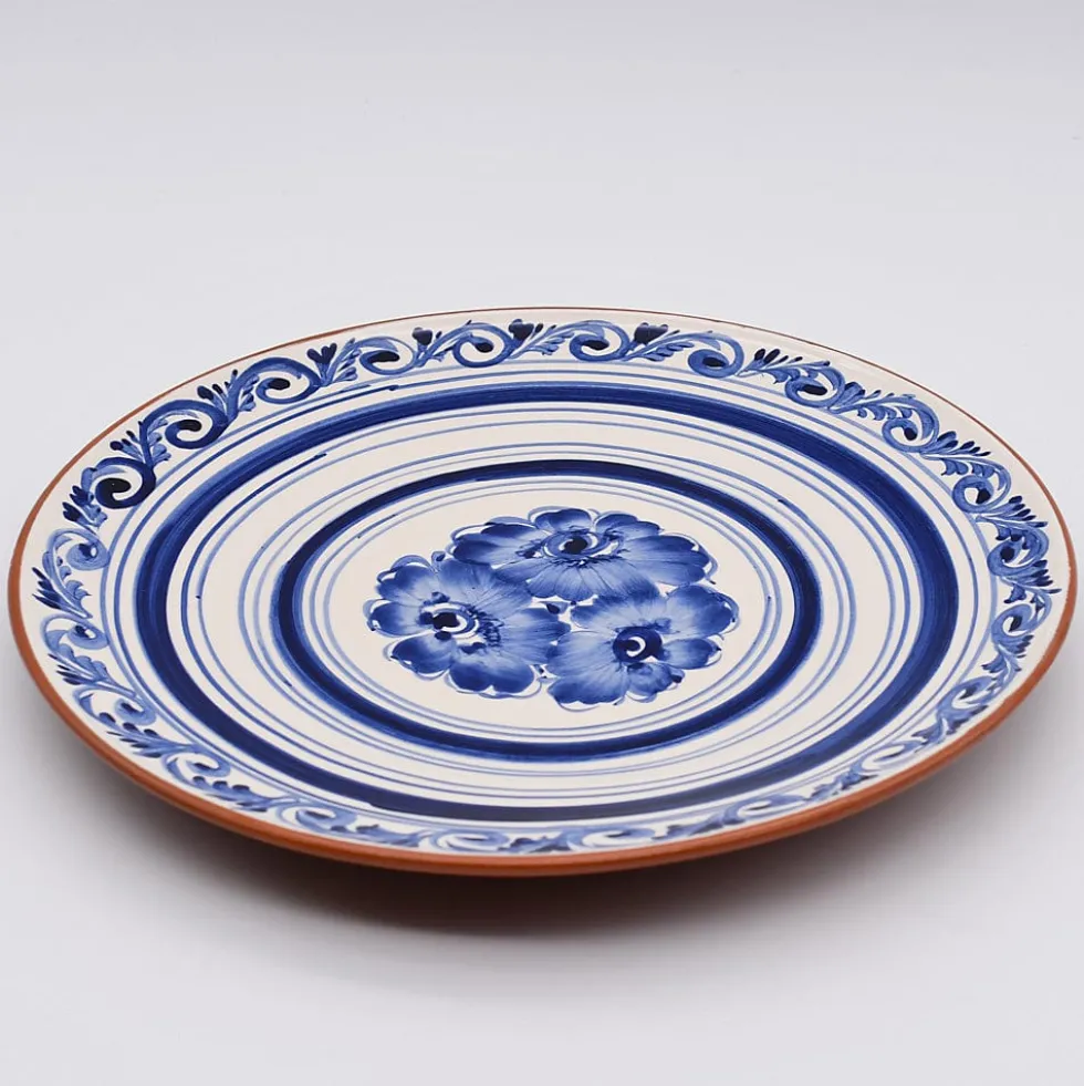 Assiette en terre cuite 28cm - Bleue