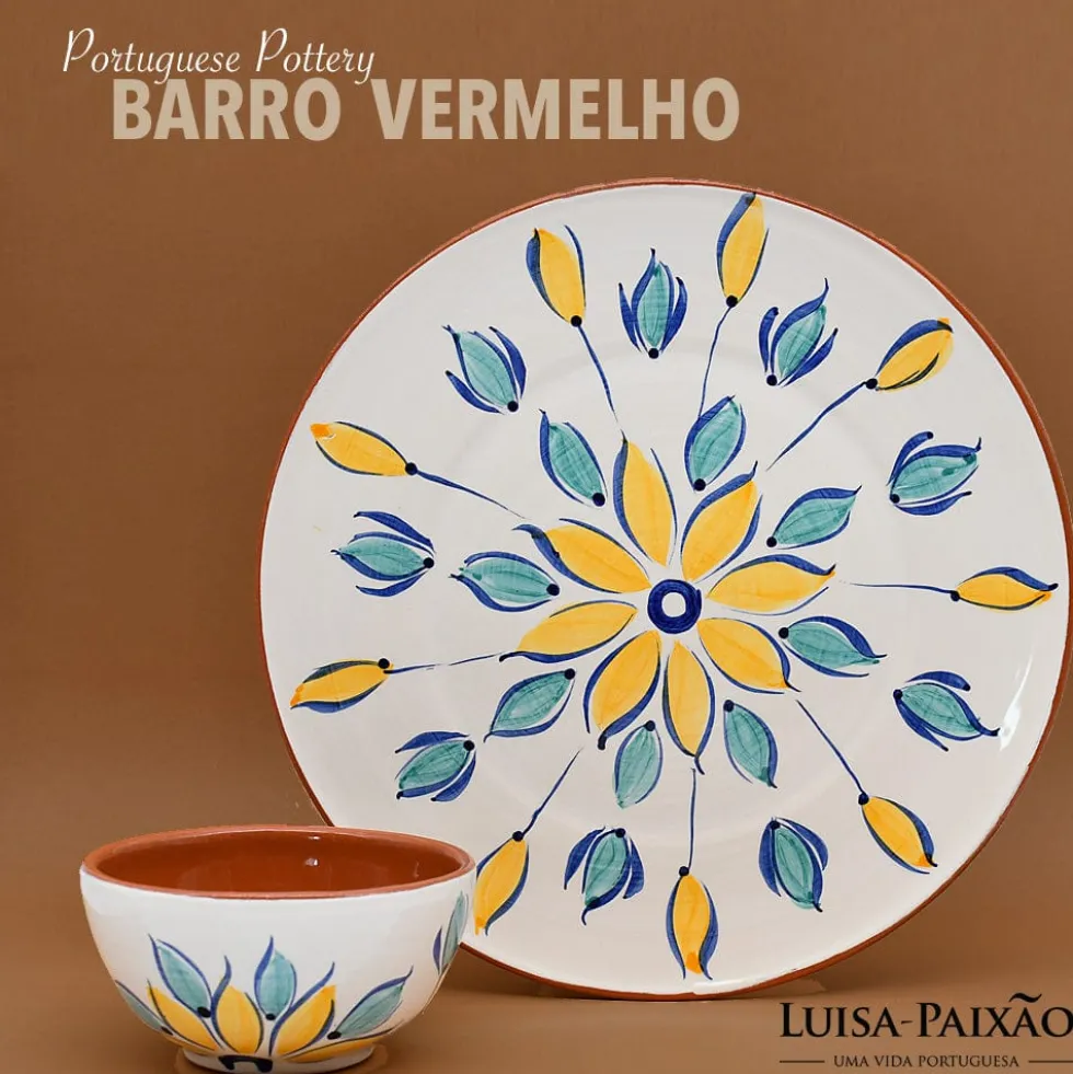 Assiette en terre cuite 28cm - Jaune