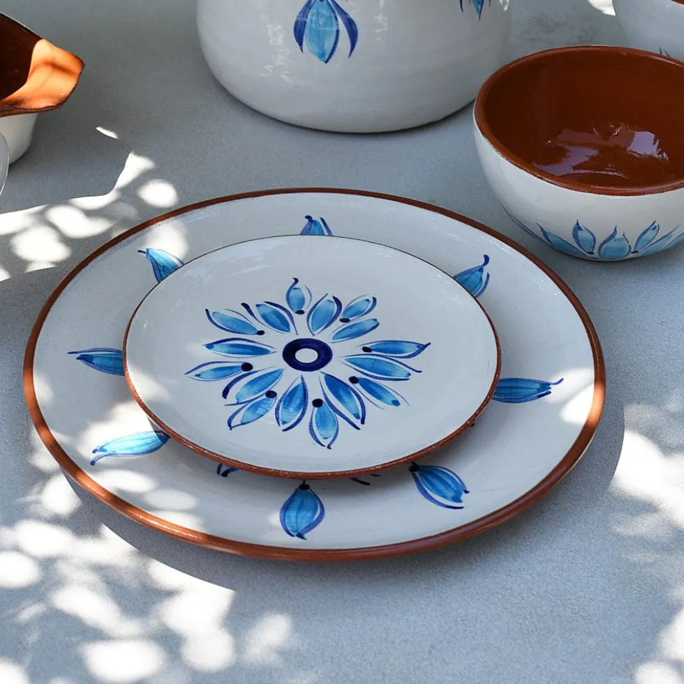 Assiette en terre cuite 28cm - Turquoise