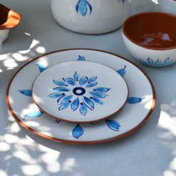 Assiette en terre cuite 15cm - Turquoise