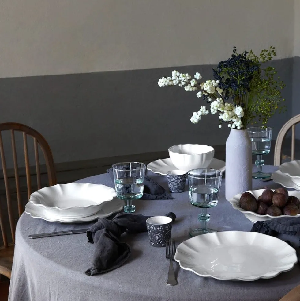 Assiette à pain en grès fin "Rosa" - Blanc