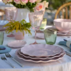 Assiette à pain en grès fin "Rosa" - Rose