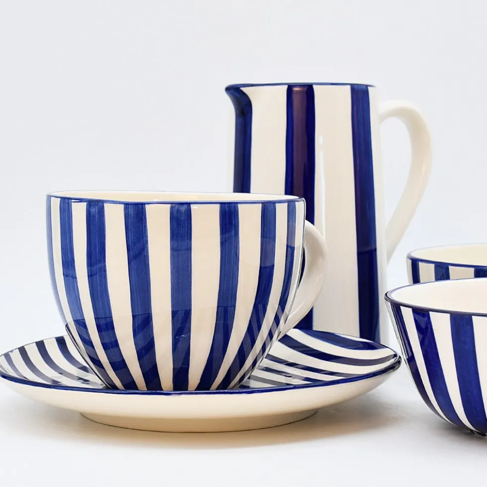 Assiette rayée "Costa Nova Mar" 20cm - Bleue