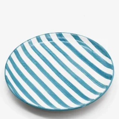 Assiette rayée "Costa Nova Mar" 20cm - Turquoise