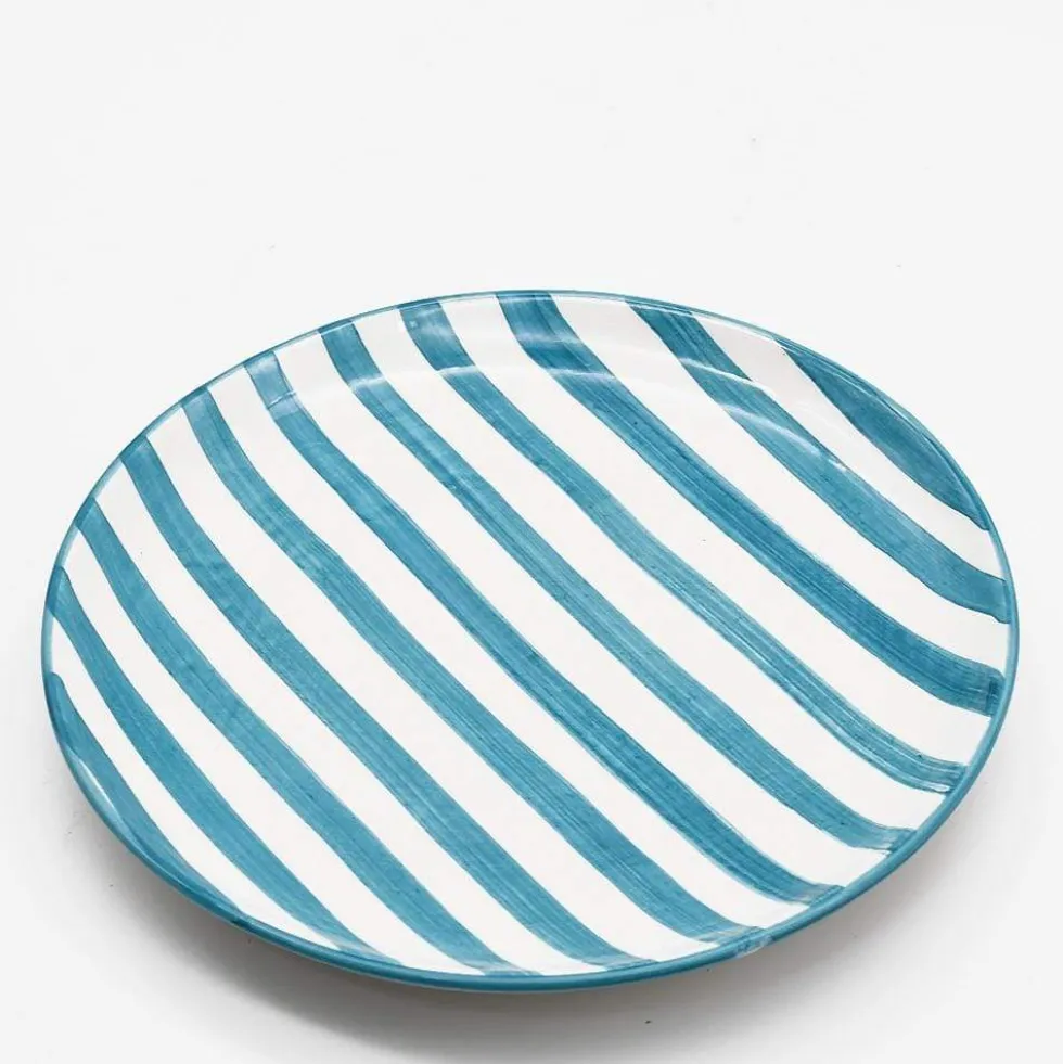 Assiette rayée "Costa Nova Mar" 20cm - Turquoise