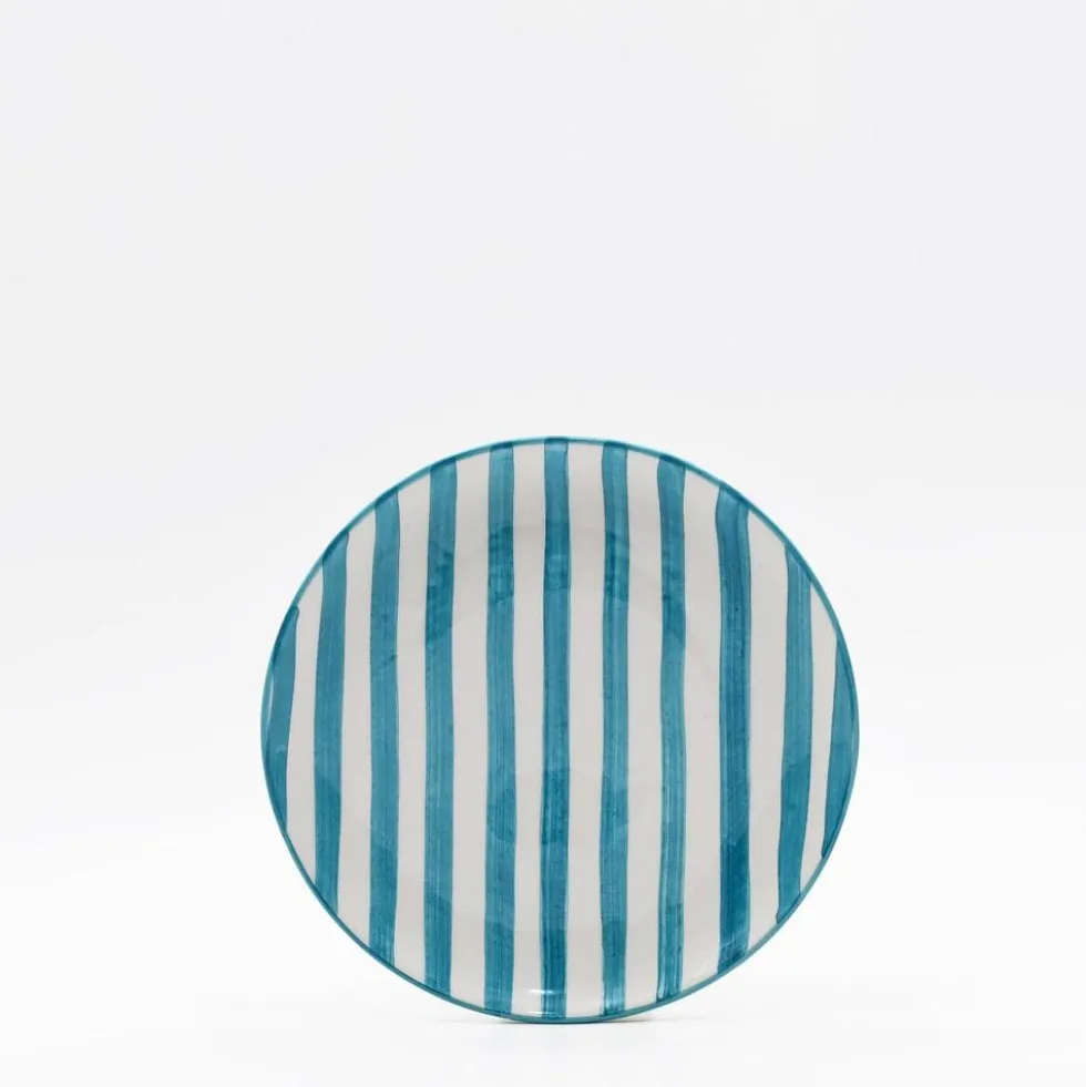 Assiette rayée "Costa Nova Mar" 20cm - Turquoise