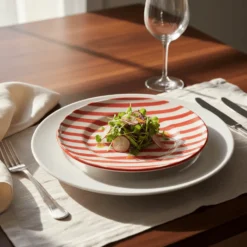 Assiette rayée "Costa Nova Mar" 20cm - Rouge
