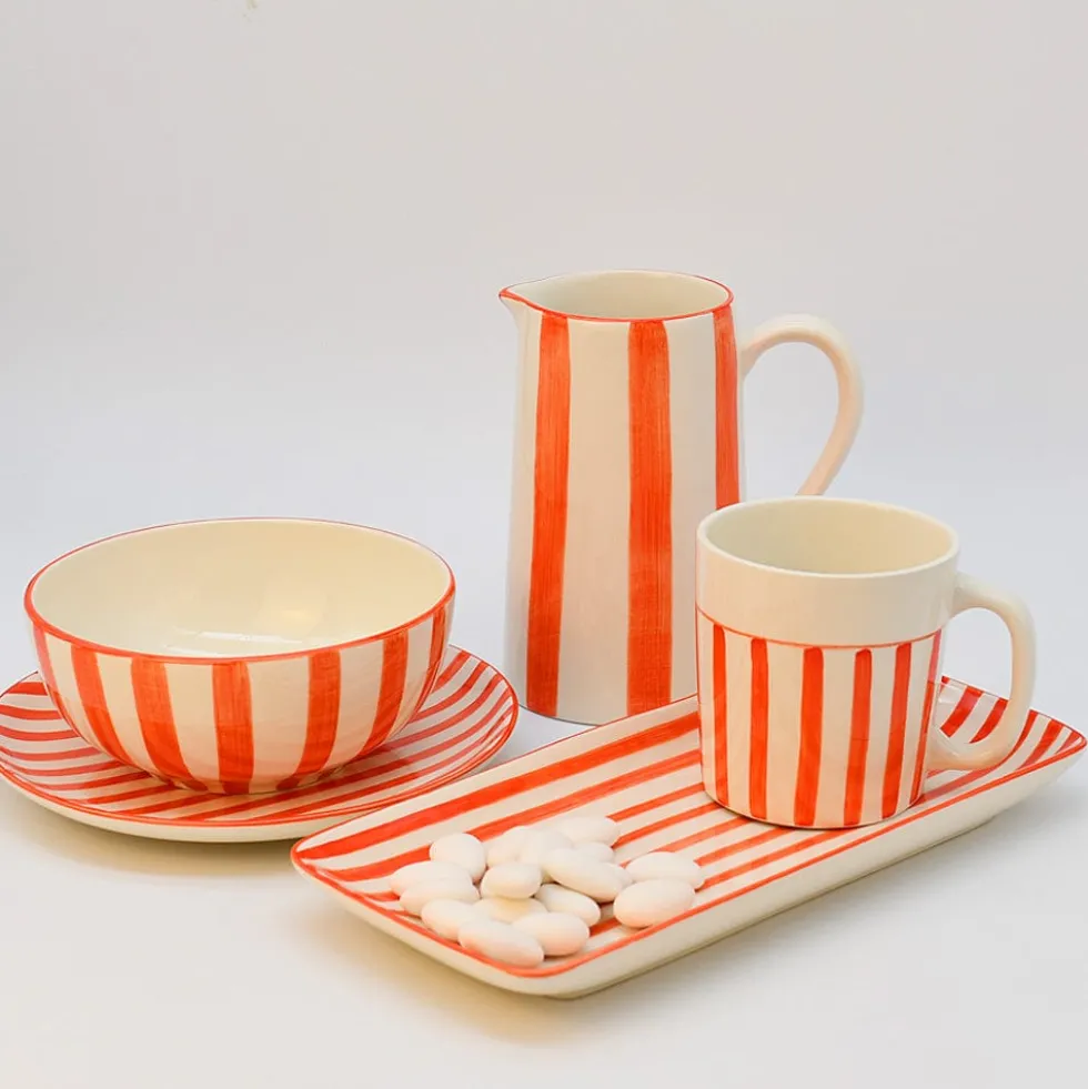 Assiette rayée "Costa Nova Mar" 20cm - Rouge