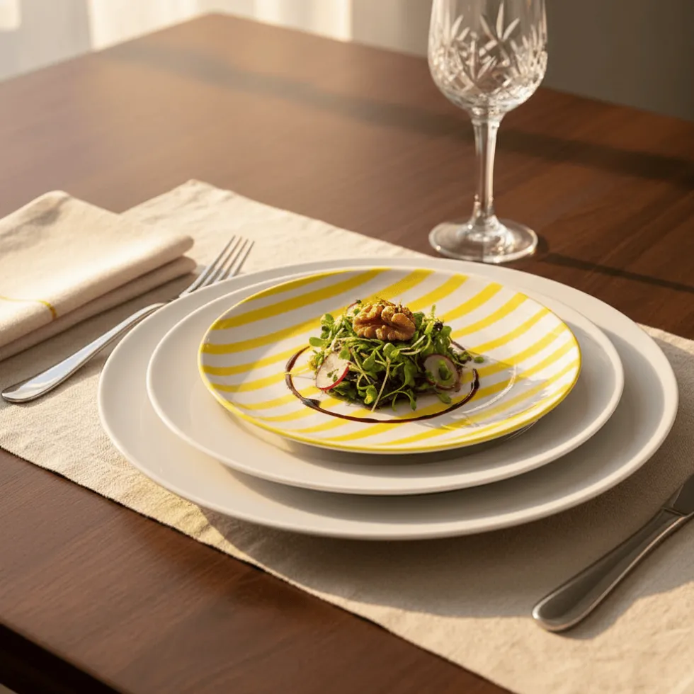 Assiette rayée "Costa Nova Mar" 20cm - Jaune