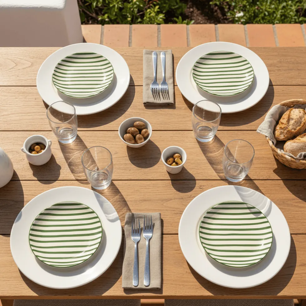 Assiette rayée "Costa Nova Mar" 15cm - Verte