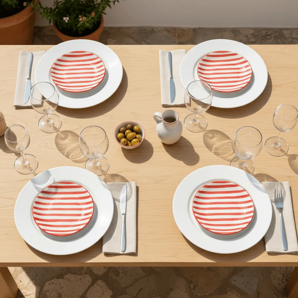 Assiette rayée "Costa Nova Mar" 15cm - Rouge