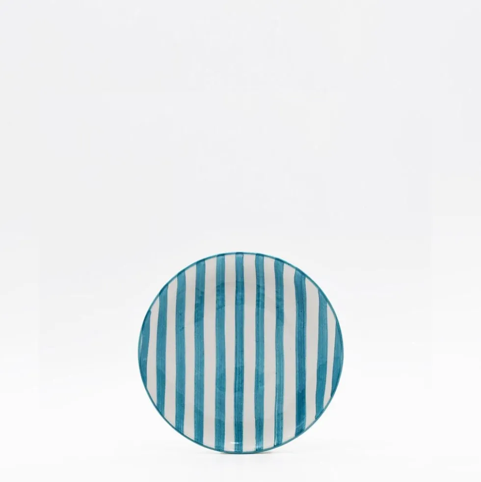 Assiette rayée "Costa Nova Mar" 15cm - Turquoise